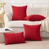 MIULEE Pack of 2 Red Corduroy Decorative Throw Pillow Covers 18x18 Inch Soft Boho Striped Pillow Covers Modern Farmhouse Home Decor for Sofa Living Room Couch Bed