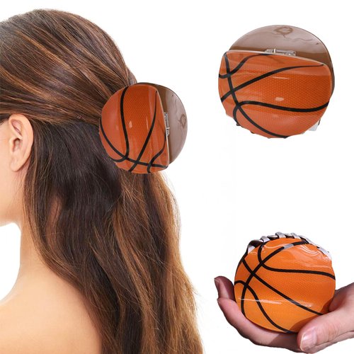 LRKNNO Basketball Hairpins Y2K Acrylic Basketball Hair Accessories Creative Non-Slip Design Basketball Hair Clips for Women Girls Outdoor Sports Headdress Ball Shaped Claw Clip for Thick Hair 1Pcs