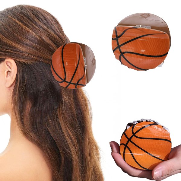 LRKNNO Basketball Hairpins Y2K Acrylic Basketball Hair Accessories Creative Non-Slip Design Basketball Hair Clips for Women Girls Outdoor Sports Headdress Ball Shaped Claw Clip for Thick Hair 1Pcs