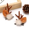 6Pcs Christmas Hair Clips for Women Brown Reindeer Antler Hair Clips Cute Pompom Small Deer Ear Claw Clips for Thick Thin Hair Accessories for Girls Hair Styling Decorations (Brown)