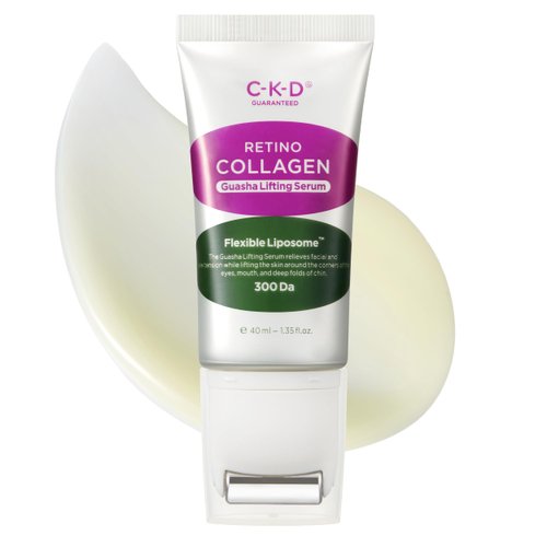 CKD Gua Sha Face Serum - Retino Collagen Lifting Serum for Firming, Tightening, Anti-Aging, and Hydrating. Stainless Steel Roller. Korean Skin Care. 1.35 fl oz
