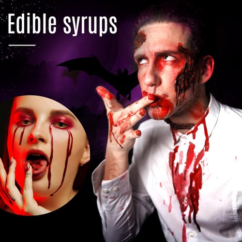 Halloween Fake Blood Makeup Kit ,Realistic SFX Faked Blood Gel ,Washable Fake Blood Set for Cosplay, Vampire, Zomble, Stage Makeup