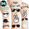 8 Sheets (96PCS) Two Cool Tattoos Temporary Birthday Party Decorations Supplies Favors for Kids Boys Girls Gifts Classroom School Prizes Rewards