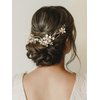 SWEETV Gold Bridal Headpieces for Bride Flower Wedding Headband Hair Vine Crystal Hair Pieces for Women
