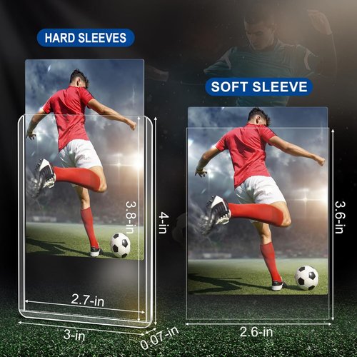 200 Card Sleeves for Trading Cards, 3"x4" Baseball Card Protectors Hard Plastic, 35pt Card Holders for Baseball Cards, Football Cards (100 Hard Sleeves + 100 Clear Sleeves)