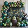 Dinosaur Balloon Arch Kit, Sage Dark Green Avocado Green Brown Latex Balloons with Camouflage Balloons for Kids Boys Dinosaur Park Theme Birthday Hunting Camo Jungle Safari Baby Shower Decorations