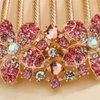Aimimier Crystal Inlaid French Flower Hair Comb Sparkly Rhinestone Gem Side Combs Long Teeth Hair Pins Styling Hair Accessories for Women Girls(Pink)