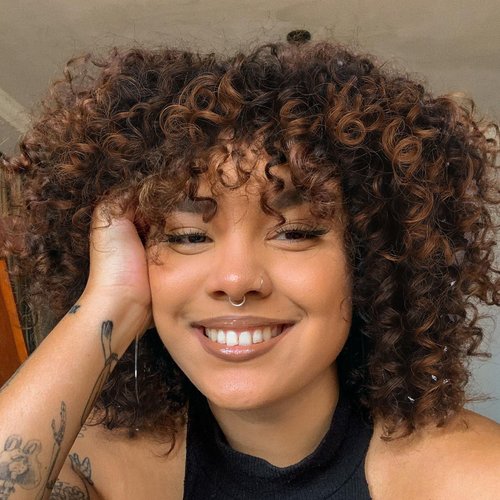 Hanne Fashion Curly Afro Wig with Bangs Short Kinky Curly Wig for Women Synthetic Ombre Brown Cur...
