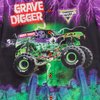 Monster Jam Trucks Grave Digger Toddler Boys Hawaiian Button Down Shirt Purple/Green 4T
