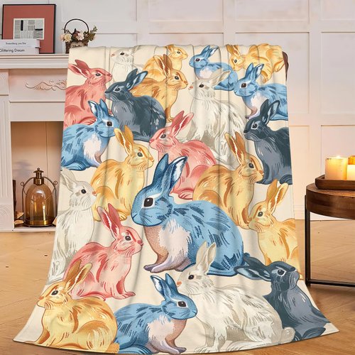 Rabbit Blanket Bunny Fleece Throw Blanket Super Soft Warm Cozy Fuzzy Plush Rabbit Blanket Gifts for Girls Boys Kids Room Decor 40"X50"