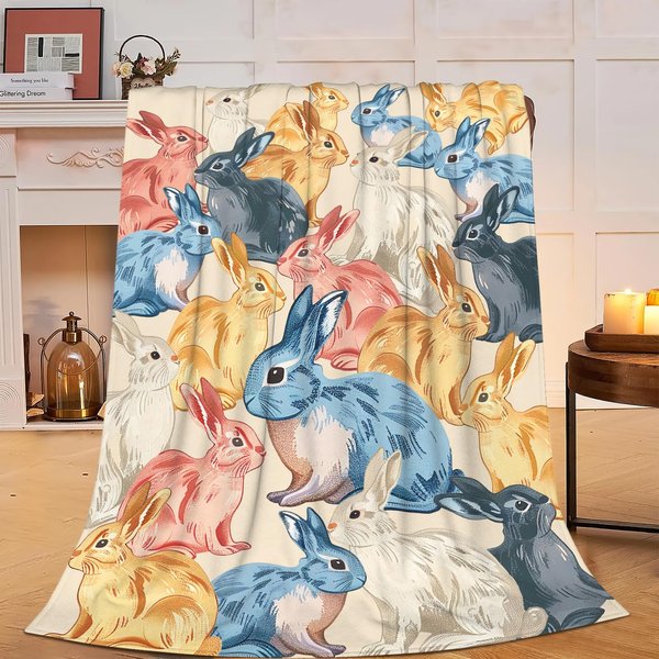 Rabbit Blanket Bunny Fleece Throw Blanket Super Soft Warm Cozy Fuzzy Plush Rabbit Blanket Gifts for Girls Boys Kids Room Decor 40"X50"