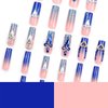 IMRAIN Press on Nails Long Square Fake Nails Blue Gradient Glue on Nails with Glitter Powder & Luxurious Butterfly Rhinestone Designs Full Cover Artificial Acrylic Reusable Nails for Women 24Pcs