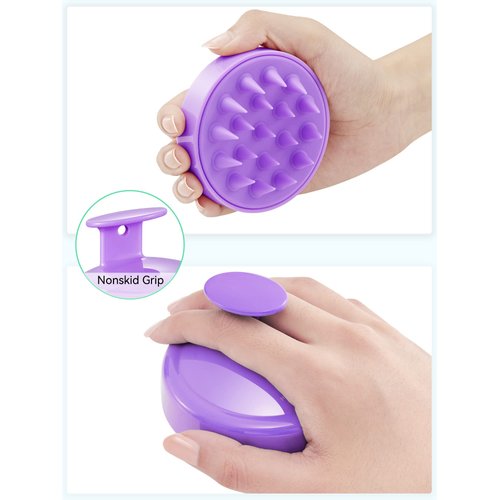 HEETA Scalp Massager Hair Growth, Scalp Scrubber with Soft Silicone Bristles for Hair Growth & Dandruff Removal, Hair Shampoo Brush for Scalp Exfoliator, Purple