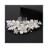 Suandsu Hair Comb Rhinestones Side Combs Crystal Bridal Hair Piece Accessories Silver