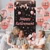 Rose Gold Retirement Party Decorations for Women Happy Retirement Sign Door Cover Banner and 18Pcs Rose Gold Retirement Balloons for Retirement Office Farewell Party Supplies