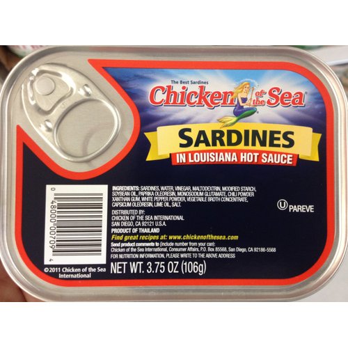 Chicken of the Sea Sardines in Louisiana Hot Sauce 3.75oz (6 Tins)