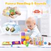 OUWANCH Montessori Toys for Babies 6-12 Months, 8 in 1 Montessori Baby Toys, Soft Baby Teething Toys, Stacking Building Blocks & Cups for Infants, Montessori Toys for 6+ Month Old