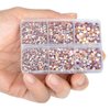 LPBeads 6400 Pieces Champagne AB Hotfix Rhinestones Flat Back 5 Mixed Sizes Crystal Round Glass Gems with Tweezers and Picking Rhinestones Pen