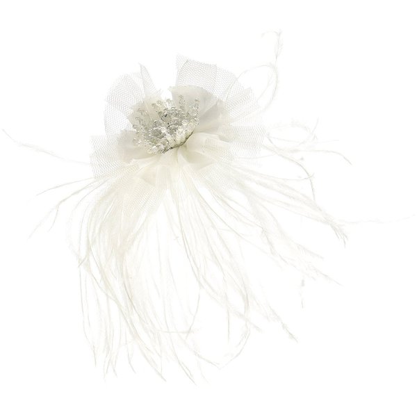 Lillian Rose 6" White 6" Marabou Feather Hair Clip