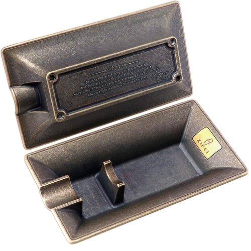 XIFEI fashion vintage cigar ashtray bronze color household cigar ashtrays single slot design (bronze)