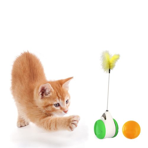 Alnicov Cat Toys Interactive Ball,Balanced Cat Toy with Ball for Indoor Cats Ball with Wheels Automatic Rotating Rolling Balls Balance Swing IQ Training Toy for Cats