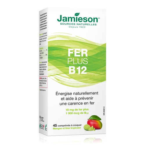 Jamieson Iron + Vitamin B12, 45 chewable tabs