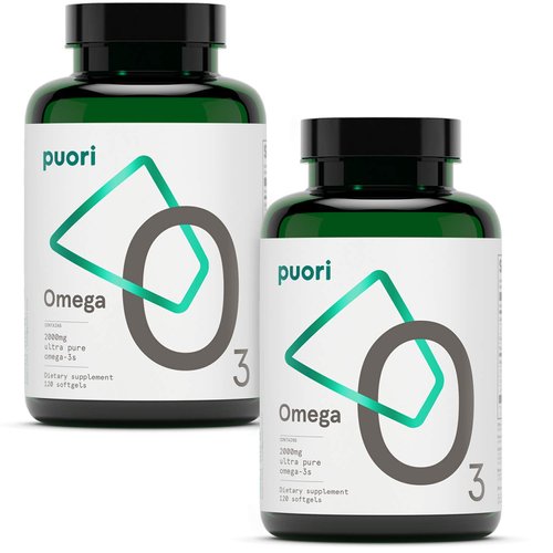 Puori Omega 3 Fish Oil - Ultra Pure 2000mg - 240 Softgels - Heart and Eye Supplement - Burpless, ...