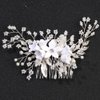 Silver Flower Bridal Hair Comb Pearl Crystal Rhinestone Bride Wedding Hair Pieces Decorative Flower Bride Hair Jewelry Accessories for Women and Girls