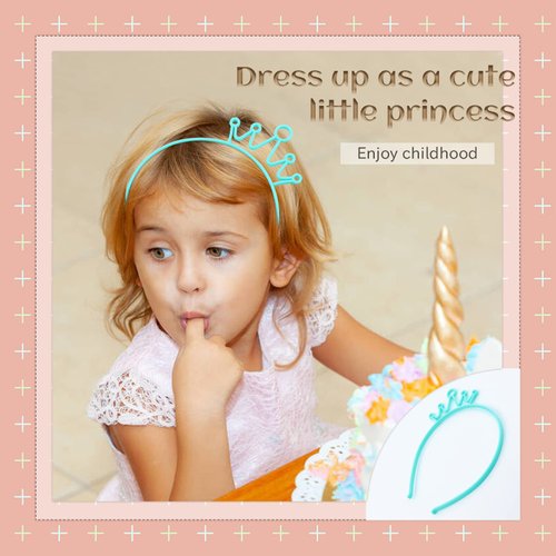 Dizila 12 Pack/6 Pairs Candy Color Plastic Crown Headbands with Tiny Teeth Hair Hoops Bands Clasps Birthday Party Decoration Tiaras Hair Accessories for Toddlers Kids Teens Little Princess Girls Women