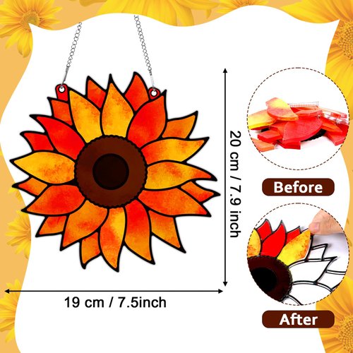Sun Flower Craft for Kids Stained Glass Craft for Kids Sunflower Glass Made Easy Activity Kit Decorations Sun Flower Suncatcher Kits Girls Boys Home Classroom Indoor Art Game Activities Favors