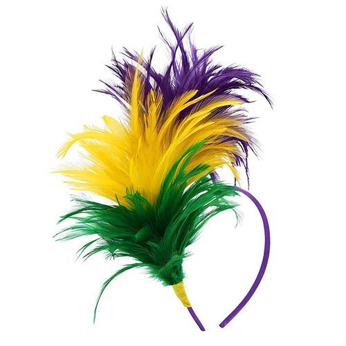 ZCYYYS Mardi Gras Feather Fascinator Headband for Women Girls Festival Headwear Wedding Tea Party Hair Band Flapper Headpiece Hair Accessories TSFG20 (Green Yellow Purple)