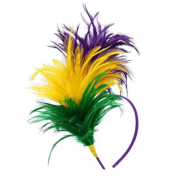 ZCYYYS Mardi Gras Feather Fascinator Headband for Women Girls Festival Headwear Wedding Tea Party Hair Band Flapper Headpiece Hair Accessories TSFG20 (Green Yellow Purple)