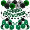 Birthday Decorations for Men, Green Party Decorations for Men Women Boys Girls with Happy Birthday Banner Balloons, 71 Pcs Green and Black Party Supplies