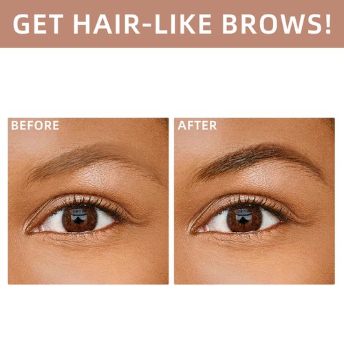 2 Pack Eyebrow Pencil,Microblading Eyebrow Pen with 4-Fork-Tip & Precise Brush Tip,Curved Eyebrow Makeup Pen for Natural Hair-Like Brows, Professional Brow Enhancing Kit with Eyebrow Brush,Dark Brown