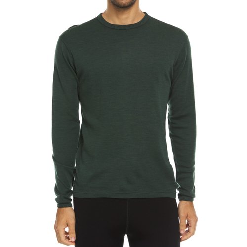 100% Merino Wool - Men's Midweight Long Sleeve Crew Shirt - Thermal Base Layer - Big and Tall Options - NO Itch Renewable Fabric - Forest Green - Medium