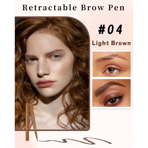2-in-1 Eyebrow Pen & Brow Freeze Gel: Sketch, Define & Set - Waterproof, Smudge-Proof, Long-Lasting Definition, Eyebrow Crayon Pomade + Clear Eyebrow Wax Pencil, Brow Lift for Natural Look-Light Brown