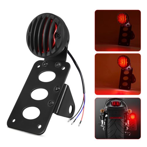 Amazicha Motorcycle Brake Tail Light 3/4" Side Mount License Plate Bracket LED Rear Light Compatible for Harley Sporster Bobber Chopper Honda Yamaha Suzuki Kawasaki