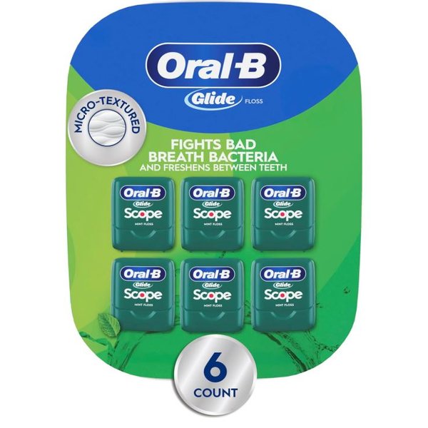 Oral-B Glide Dental Floss, Scope Flavor, 40m (Pack of 6)