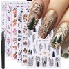 6 Sheets Autumn Nail Decals Fallen Leaves Flower Nail Art Stickers 3D Self-Adhesive Fall Maple Leaf Nail Stickers with Nail Tweezers Heart Floral Nail Decoration for Women Girls Manicure Nail Supplies
