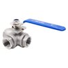 Horiznext NPT 3/4 threaded stainless steel 3 way L port with mounting pad ball valve, manual control water flow pipe gas hose heater hydraulic draining air pex tube (1 pc)