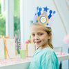 HexinYigjly Children's birthday crowns, changeable numbers 0-9, 3D stickers, fabric crown gifts for boys and girls, party decorations (blue)