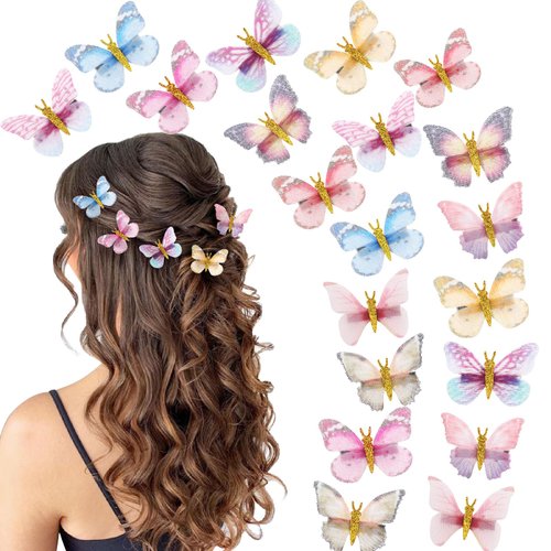 Paderison 20Pcs Glitter Hair Clips for Kids - Moving Fairy Accessories for Women, Girls Colorful ...
