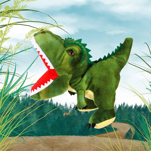 Easfan Plush Dinosaur Hand Puppet with Movable Mouth T-Rex Stuffed Animal Puppet for Imaginative Pretend Play Storytelling Gifts for Kids Boys Girls on Birthday Christmas, 11''