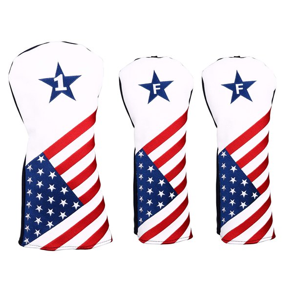 Golf Builder 3pcs/Set USA Stars and Stripes Golf Club Driver Fairway Wood Head Covers 1 3 5 Wood Covers