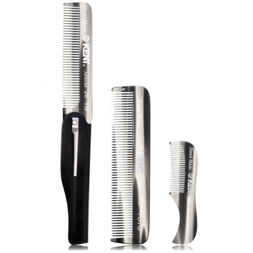 Kent Combs for Men Beard Comb Set, Folding Comb Beard Kit for Men for Travel and Home Care, Mustache Comb for Men, Mini Comb Beard Combs for Mens Grooming, Handmade Kent Comb Mens Beard Grooming Set