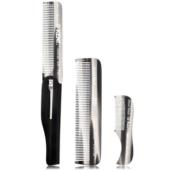 Kent Combs for Men Beard Comb Set, Folding Comb Beard Kit for Men for Travel and Home Care, Mustache Comb for Men, Mini Comb Beard Combs for Mens Grooming, Handmade Kent Comb Mens Beard Grooming Set