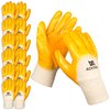 ACKTRA Nitrile Coated Cotton Safety WORK GLOVES 12 Pairs/Dozen, Knit Wrist Cuff, Multipurpose, for Men & Women, Orange, Small, WG001