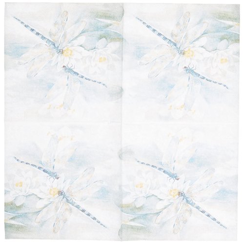 IHR Ideal Home Range Cocktail Napkins Disposable 3-Ply Paper Party Napkin Pack, 5" x 5", Dragonfly, 20-Count
