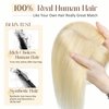Rich Choices Hair Toppers For Women 100% Real Human Hair Topper With Bangs Silk Base Clip In Top Hair Pieces For Women With Thinning Hair (Bleach Blonde, 14 Inch)