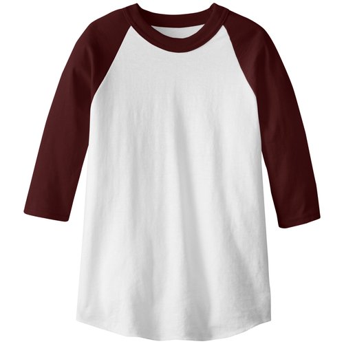 MJ Soffe Kid's 3/4 Sleeve Baseball Jersey, X-Small, Maroon